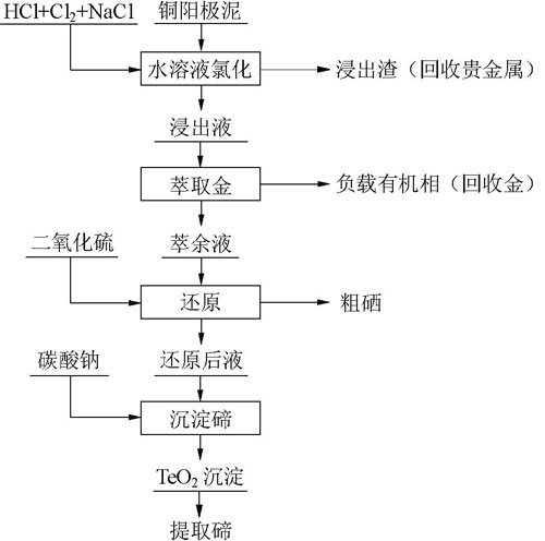 氯化法综合回收硒与碲典型工艺流程